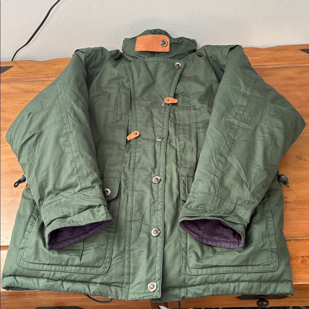 Cabela’s Down Green Quilted Coat with Brown Accents Size XL - Picture 5 of 14